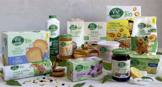 linea prodotti vivi verde bio coop per la colazione (biscotti, fette, cereali, marmellate)