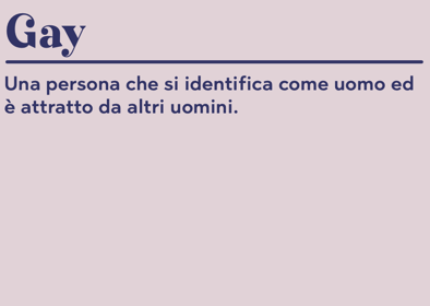 Gay Una persona che si identifica come uomo ed è attratto da altri uomini.